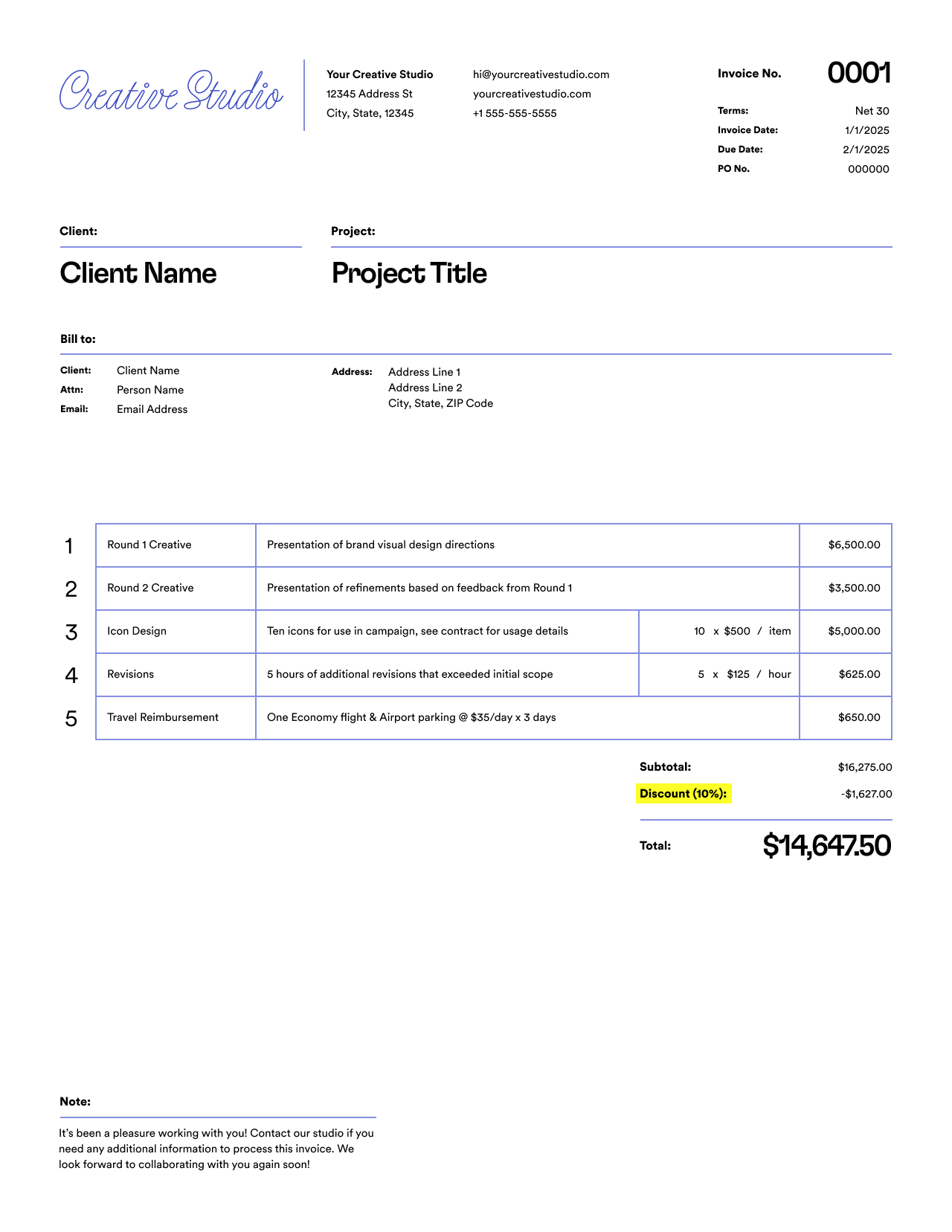 Structure invoice template